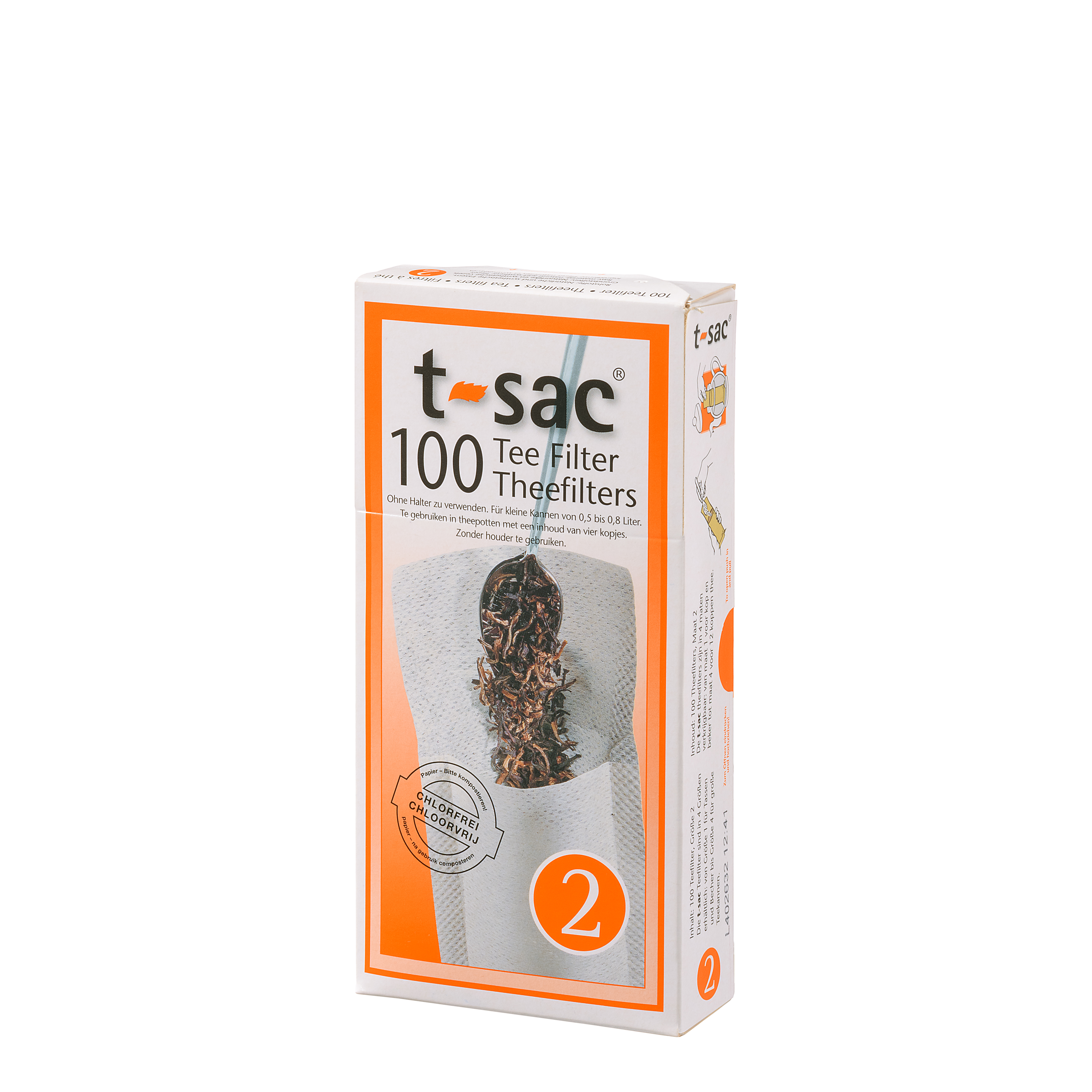 t-sac® Papier-Teefilter Größe 2 für Teekanne 0,5 bis 0,8 l