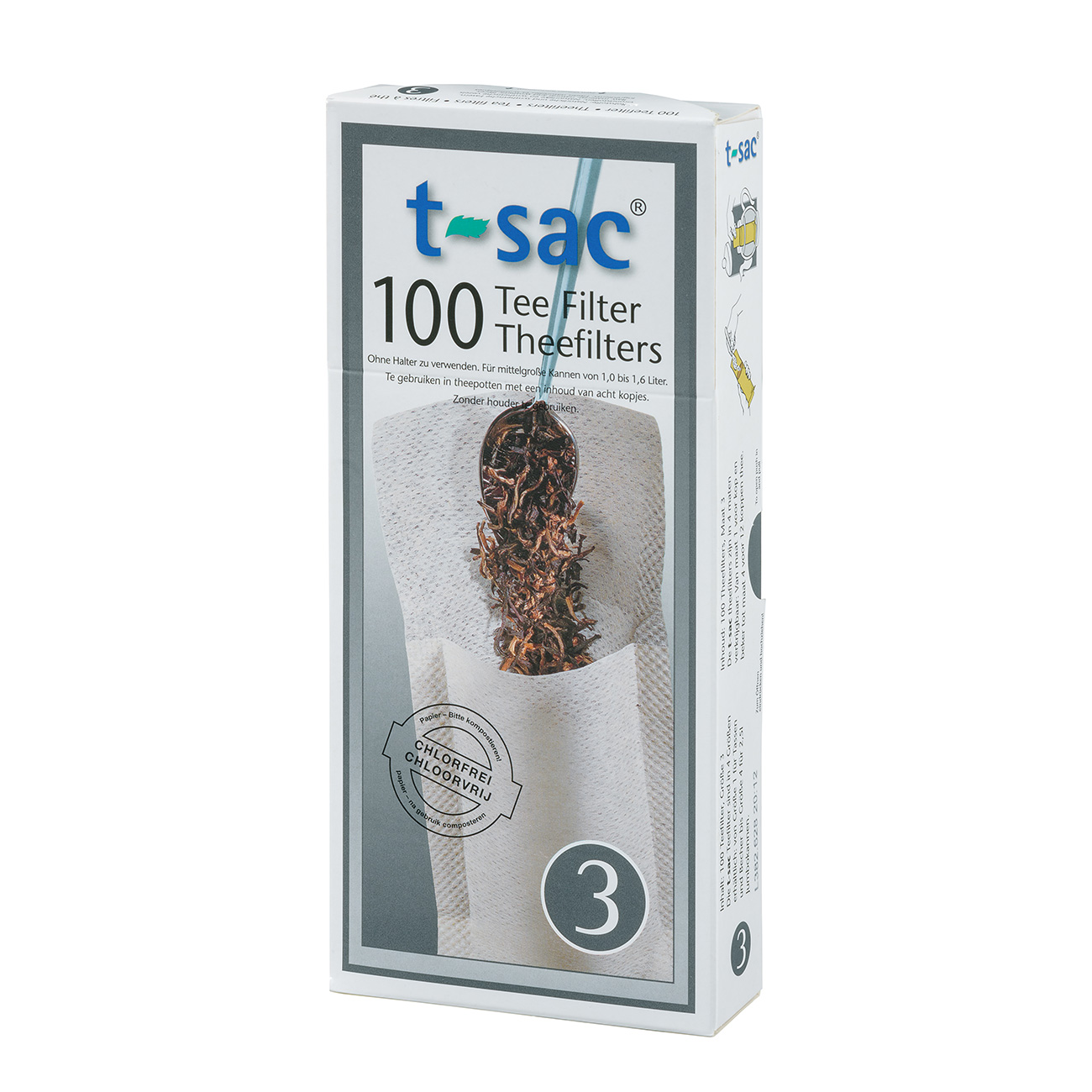 t-sac®Papier-Teefilter Größe 3 für Teekanne 1,0 bis 1,6 l